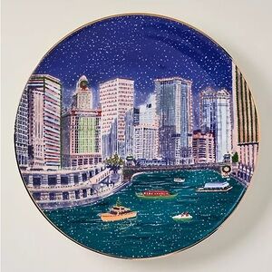 Anthropologie Holiday in the City CHICAGO Dessert Plate 2025 New Christmas